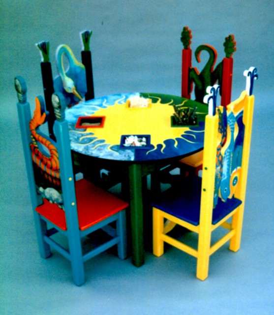 Michelle Scott  'Childrens Table And Chairs', created in 1996, Original Woodworking.