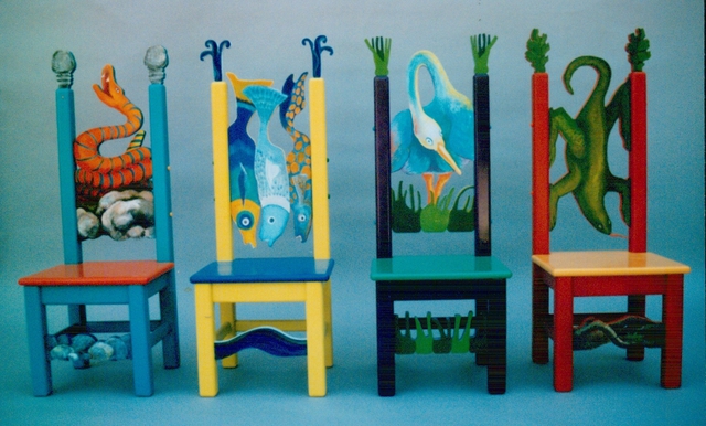 Michelle Scott  'Childrens Chairs Detail', created in 1996, Original Woodworking.