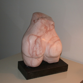 Marty Scheinberg: 'Tush', 2002 Stone Sculpture, Abstract Figurative. Artist Description:  A rosy pink alabaster lower torso on a black granite base. ...