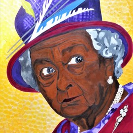 Mulumba Tshikuka: 'every woman is queen', 2017 Acrylic Painting, Portrait. Artist Description: Queen Elizabeth, ...