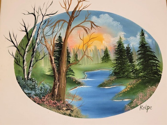 Usha Kolpe  'Quiet Pond', created in 2018, Original Painting Oil.