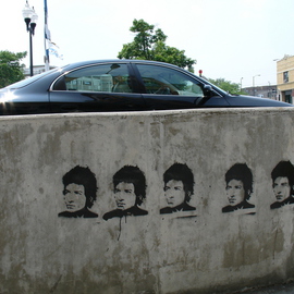 Nancy Bechtol: 'Bob Dylan on Cement', 2006 Other Photography, Cityscape. Artist Description:  Artistic stencil art public display on the chicago street ...