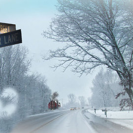 Nancy Bechtol: 'Snowbird Lane', 2009 Color Photograph, Landscape. Artist Description:  Street signs transported to the winter wonderland of the country ...