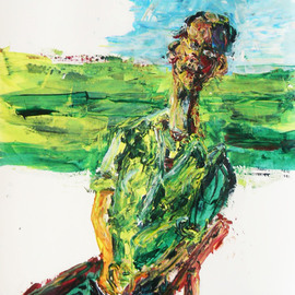 Zsuzsa Naszodi: 'An old Hungarian artist painter', 2010 Acrylic Painting, Portrait. 