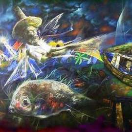 Nelson Madero: 'Earth at Night', 2004 Oil Painting, Surrealism. Artist Description:  Nelson Madero, surrealism, cuba ...