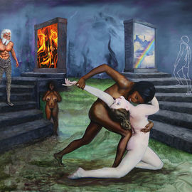 Richard Barone: 'le grande refuse', 2020 Oil Painting, Nudes. Artist Description: Inspired by Dante s Inferno, the path taken by the artist transcends his own creation. ...