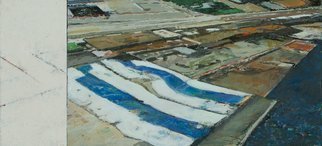 Alain Nicolet: 'Blue and white 02', 2011 Acrylic Painting, Urban.   urban and sea space  ( diptych)blue line, white, street,   ...
