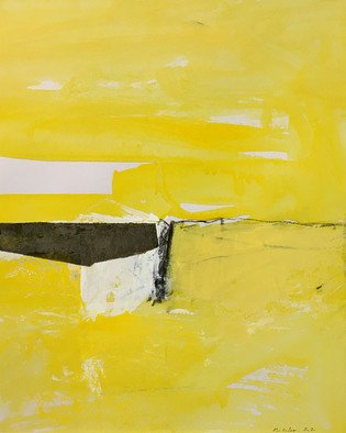 Alain Nicolet: 'giallo e nero 01', 2021 Acrylic Painting, Abstract Landscape. This painting belongs to a series started in 2020, and whose approach is built on a certain search for spatial and chromatic writing. ...