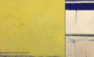 Alain Nicolet: 'yellow open', 2019 Acrylic Painting, Abstract. This painting is a diptych, purely non- figurative work, opening on a sensitive and spatial perception. ...