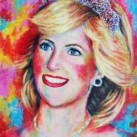 Iryna Fedarava: 'LADY DIANA', 2023 Acrylic Painting, Portrait. Artist Description: Portrait of the brilliant Lady Diana.  ...