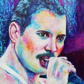 Iryna Fedarava: 'freddie mercury', 2023 Acrylic Painting, Portrait. Artist Description: Freddie Mercury - The Voice of the Queen. Mercury is widely regarded as one of the best singers in rock history.This stunning one- of- a- kind painting features a beautiful Freddie Mercury s portrait created by the talented artist Iryna Fedarava. The piece is a medium- sized acrylic ...