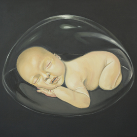 Natia Khmaladze: 'Precious', 2014 Oil Painting, Portrait. Artist Description:    baby child precious oil on canvas portrait glasshouse fine art  ...