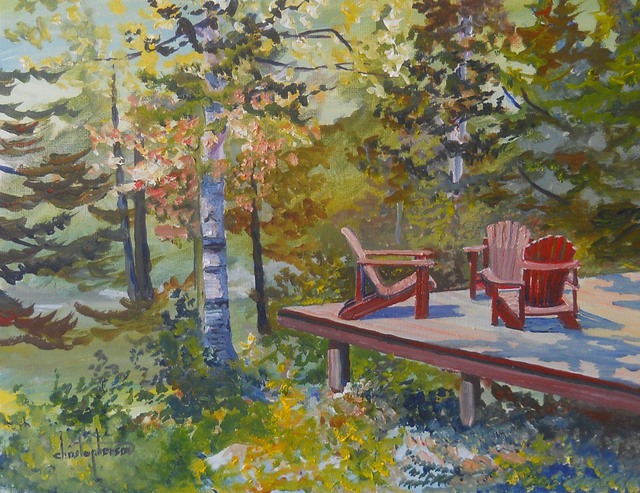 Artist William Christopherson. 'Adirondack Mountains Camp Summer Chairs Christopherson' Artwork Image, Created in 2012, Original Printmaking Monoprint. #art #artist