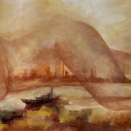 Nurhilal Harsa: 'landscape 2', 2023 Oil Painting, Landscape. Artist Description: Original oil painting, oil on canvas, nude, oil, seascape, landscape, peace, monochrome, happiness, sunset, sun...