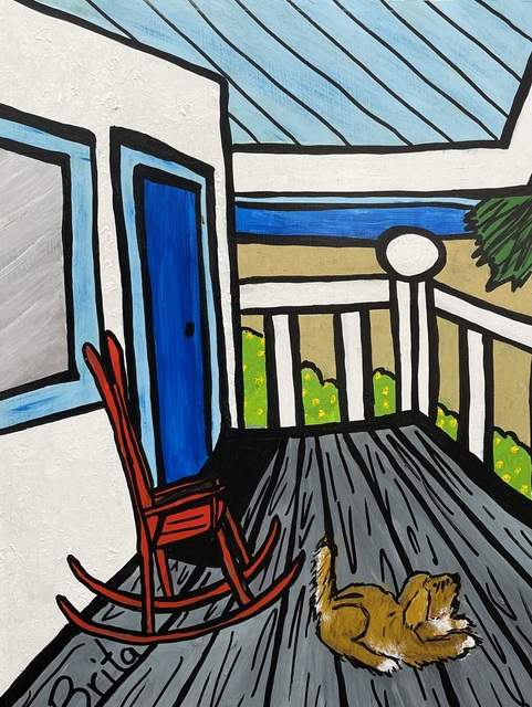 Brita Ferm  'Porch Puppy', created in 2015, Original Painting Acrylic.