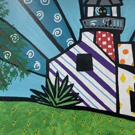 Brita Ferm: 'point loma lighthouse', 2015 Acrylic Painting, Beach. Artist Description: The old Point Loma Lighthouse is no longer in use.  ItaEURtms now a tiny capsule museum of life at a tiny lighthouse, part of Cabrillo National Monument.  Acrylic on Masonite...