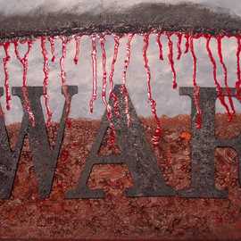 Obert Fittje: 'W A R', 2013 Oil Painting, War. Artist Description:     This is a companion piece to 