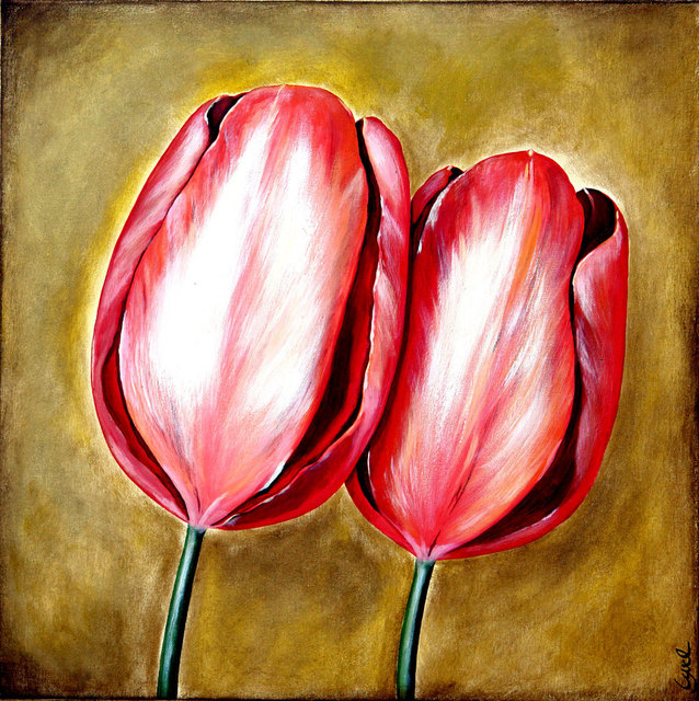 Artist Ozgul Tuzcu. 'Tulips II' Artwork Image, Created in 2006, Original Painting Oil. #art #artist
