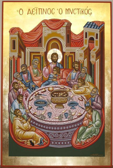 Adamantia Karatza  'Religious Icon Of Last Supper', created in 2012, Original Painting Tempera.