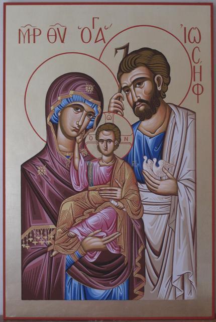 Adamantia Karatza  'Religious Icon Of Santa Famiglia', created in 2012, Original Painting Tempera.