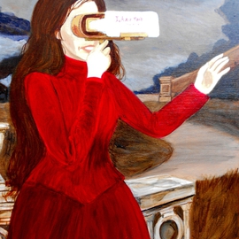 Patrick Lynch: 'L Autre Monde', 2014 Acrylic Painting, Mystical. Artist Description:   A mysterious Victorian lady gazes into a glowing stereoscope viewer into another world. ...