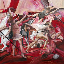 Paula Craioveanu: 'the fight between good evil', 2014 Oil Painting, Figurative. Artist Description: Heroic fight between good and evil...