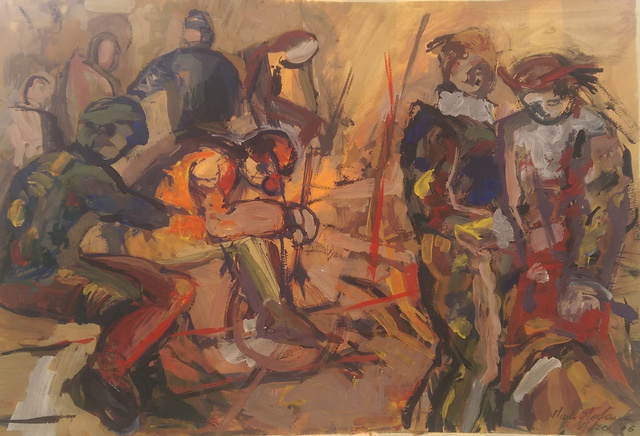 Paul Boncutiu  'Clowns', created in 2006, Original Painting Tempera.