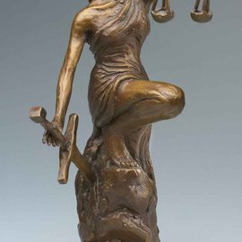 Paul Orzech: 'Lady Justice', 2004 Bronze Sculpture, Abstract Figurative. Artist Description:  Lady Justice was commissioned as a gift for a lawyer who just passed the bar exam. Lady Justice has a French brown patina, or color.  Editions are still available for purchase. Please visit my web site WWW. PAULORZECH. COM to see all the views of this work. ...