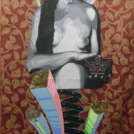 Eduardo Acevedo: 'Queen luck', 2011 Acrylic Painting, Surrealism. Artist Description:   Acrylic , silver leaf, markers, rainstone  ...
