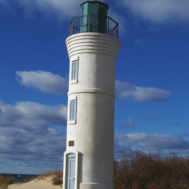 C. A. Hoffman: 'Lonely Lighthouse Traverse City Michigan', 2009 Color Photograph, Landscape. Artist Description:  Found this lonely lighthouse sightseeing in the Traverse City Bay area in one of the pennisulas in upper Michigan.  It was a practice lighthouse and had begun to lean into the sandy soil. ...