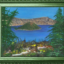 Michael Pickett: 'Crater Lake', 2016 Acrylic Painting, Landscape. Artist Description:       You can learn how to paint Crater Lake in acrylic, Go to pickettonline. com, click on ENTER, and on the top left corner click the You- Tube link.      ...
