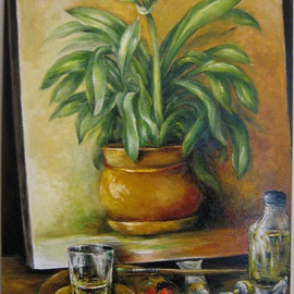 Nagy Alida: 'Clivia', 2014 Oil Painting, Floral. Artist Description:           Oil painting on canvas stretched on a wooden chassis.         ...