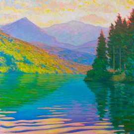 Vlad Paduraru: 'Landscape Barcis S1  12', 2017 Oil Painting, Landscape. Artist Description: landscape, lake, barcis , italy, colors, light...