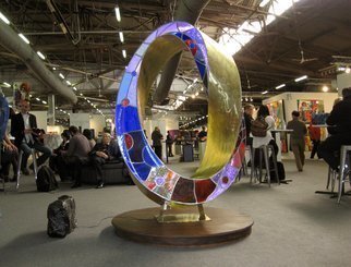 Plamen Yordanov: 'Light Infinity', 2015 Bronze Sculpture, Abstract.  Light Infinity Double Mobius Strip bronze, leaded stained glass, LED lights, remote, patina, 82 in. 