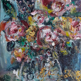 Svetla Andonova: 'the day of catalina 3 2018', 2018 Oil Painting, Floral. Artist Description: The Day of Catalina  3. 2018 , oil painting by Svetla Andonova, 20x20cmCategory	Oil paintingSubject	Flowers and plantsSubstrate	CanvasMaterials	oil colors on canvasStyle	ImpressionisticDimensions	27 x 27 x 4 cm  framed    20 x 20 x 2 cm  unframed    20 x 20 cm  actual ...