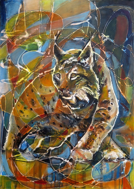 Lubomir Korenko  'Wild Europe Lynx ', created in 2016, Original Painting Oil.