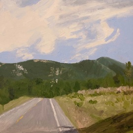 Rachel Stearns: 'big bear california 2017', 2019 Oil Painting, Figurative. Artist Description: Highway in California...