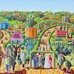 jerusalem naive art By Raphael Perez  Israeli Painter 