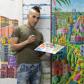 Naive Artist Naife Painter, Raphael Perez  Israeli Painter 
