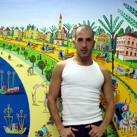 naive painter folk artist By Raphael Perez  Israeli Painter 