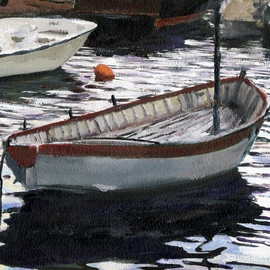 Randy Sprout: 'Potofino Anchorage', 2012 Acrylic Painting, Boating. Artist Description: 9X12  Inch Acrylic on 140 Strathmore Water Color Paper This is a new one from my last trip to Italy, painted after the sun had set.  Iti? 1/2s off to Randy Higbeei? 1/2s show.  ...