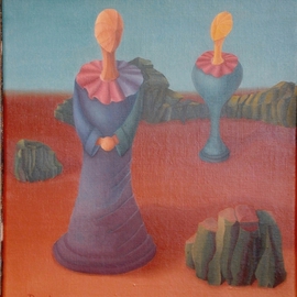 Raquel Davidovici: 'Enigma', 1984 Oil Painting, Surrealism. 