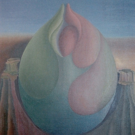Raquel Davidovici: 'gestation', 1977 Oil Painting, Surrealism. 