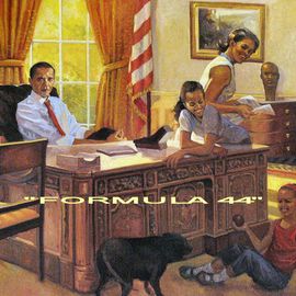 Ron Anderson: 'Formula 44', 2013 Oil Painting, Political. Artist Description:  Original oil painting by Ohio artist Ron Anderson. Painting entitled Formula 44. Depiction of President Barack Obama and family. Painting is priced and sold unframed. Buyer is responsible for all shipping fees, insurance costs and any applicable sales tax and duties. Artist reserves all rights to reproduction and ...