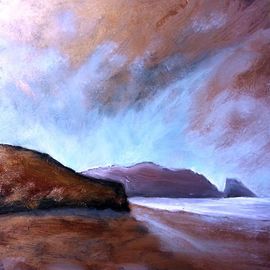 Ray Burnell: 'winter seascape', 2018 Oil Painting, Landscape. Artist Description: Newgale, Pembrokeshire, Wales...