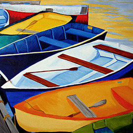 Renee Rutana: 'Among Friends', 2009 Oil Painting, Boating. Artist Description: Rowboat Art,  Rockport, Massachusetts...