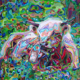 Rossana Currie: 'Farolito', 2014 Oil Painting, Abstract Figurative. Artist Description:  calf' s dreams. . . . what color they are?...