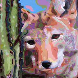 Rossana Currie: 'Sweet Coyote', 2011 Oil Painting, Southwestern. Artist Description:  Our favorite vagabonds of the desert landscape. This painting has a black metal frame....