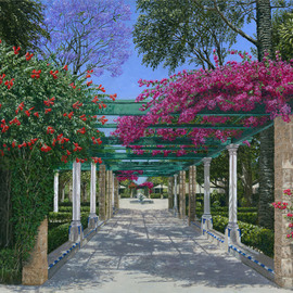 Richard Harpum: 'Cadiz Garden', 2013 Acrylic Painting, Landscape. Artist Description:  My wife and I are regular visitors to Spain and in 2013 we re- visited Cadiz, which was packed with people celebrating the Feast of Corpus Christi. Cadiz is situated on a peninsular on the southern tip of Spain. To escape the crowds we made our way around ...