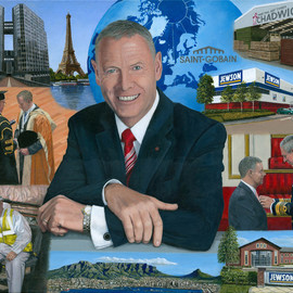 Richard Harpum: 'Dr Peter Hindle MBE', 2014 Acrylic Painting, Portrait. Artist Description:  This painting was commissioned by Compagnie de Saint- Gobain as a retirement gift for Peter Hindle MBE, who is currently Senior Vice- President of Sustainable Habitat and General Delegate for Saint- Gobain in the UK, Ireland & South Africa. As such, he oversees the company's operations in the ...